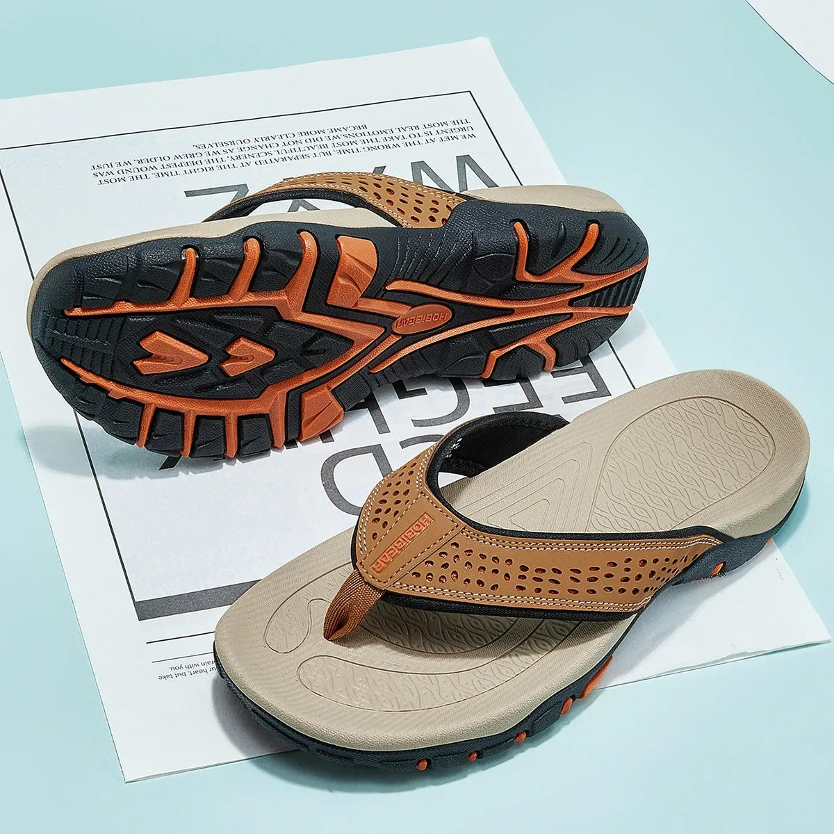 Men's Athletic Flip Flops With Arch Shape Insole And Grippy Sole