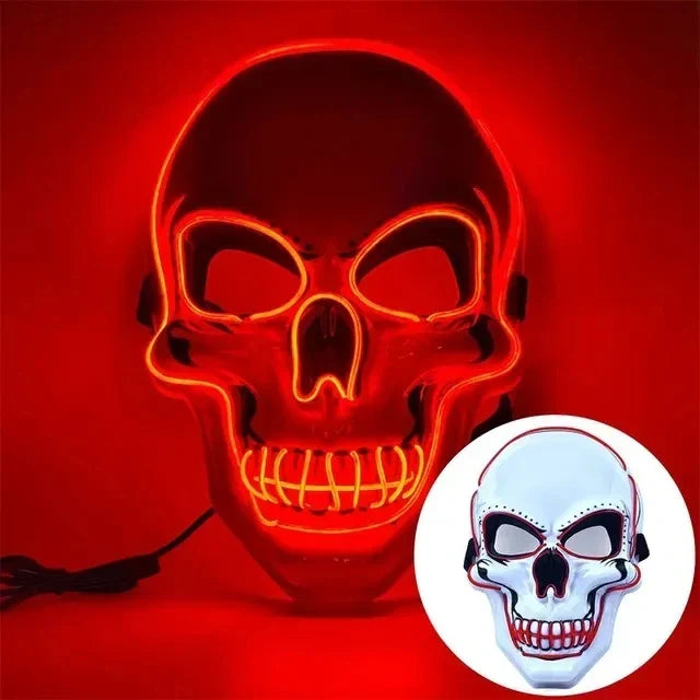 LED Skull Mask Full Face Glowing Terror Halloween Masquerade Costume Breathable