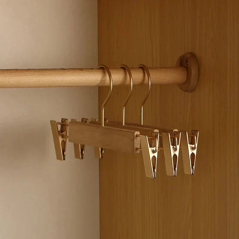 Wooden Hangers with Flocked Rod and 1.3 Inch Shoulders, Set of 2