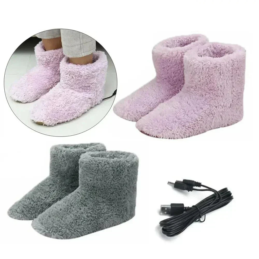 Heated Slippers With Plush Soft Lining And Adjustable Heat Levels