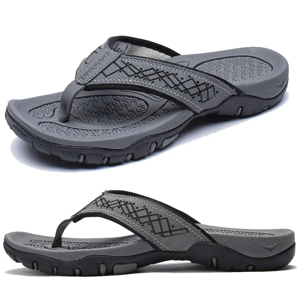Men's Athletic Flip Flops With Arch Shape Insole And Grippy Sole