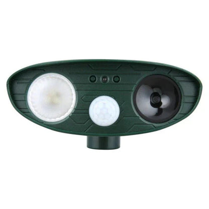 Motion-Activated Ultrasonic Rabbit Deterrent with Solar Panel and Flashing Light