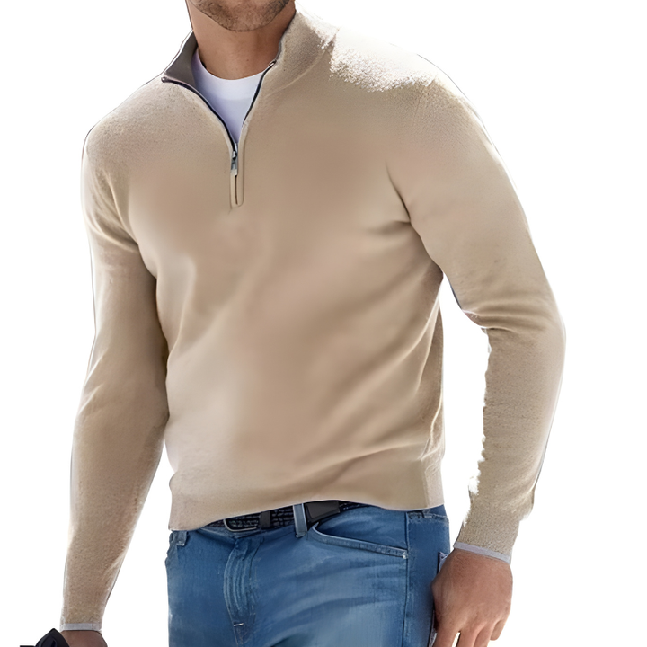 Cashmere Zip-Up Sweater For Men Everyday Casual Wear And Layering