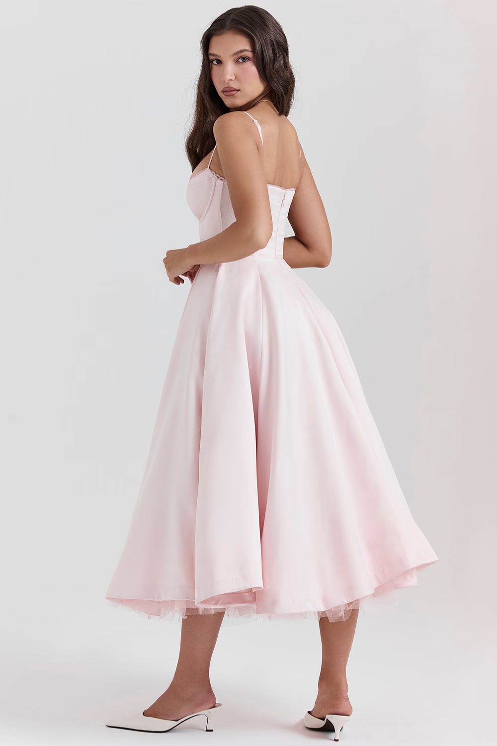 STELLA MIDI DRESS - FROSTED ROSE