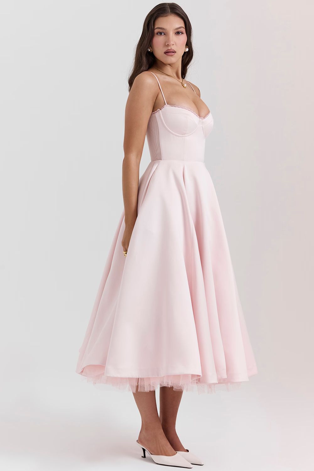 STELLA MIDI DRESS - FROSTED ROSE