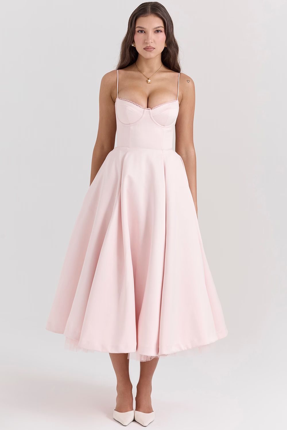 STELLA MIDI DRESS - FROSTED ROSE