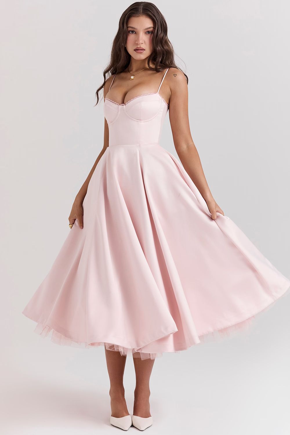 STELLA MIDI DRESS - FROSTED ROSE