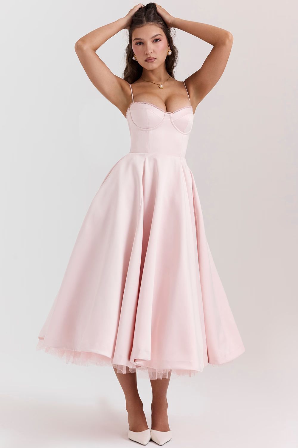 STELLA MIDI DRESS - FROSTED ROSE