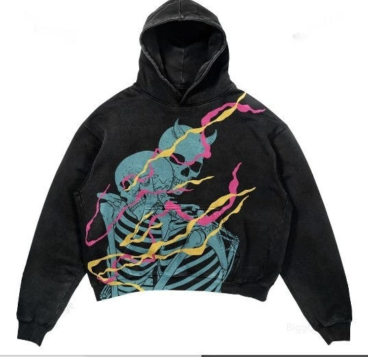 Cropped Pullover Hoodie Warm Relaxed Fit Polyester Streetwear