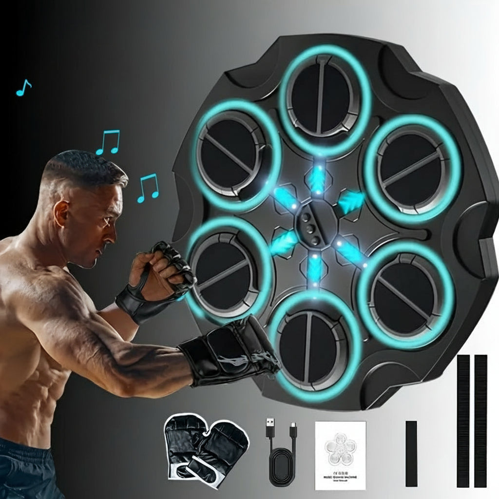 Wall-Mounted Electronic Boxing Trainer With Gloves, Music, Modes And Speed Programs