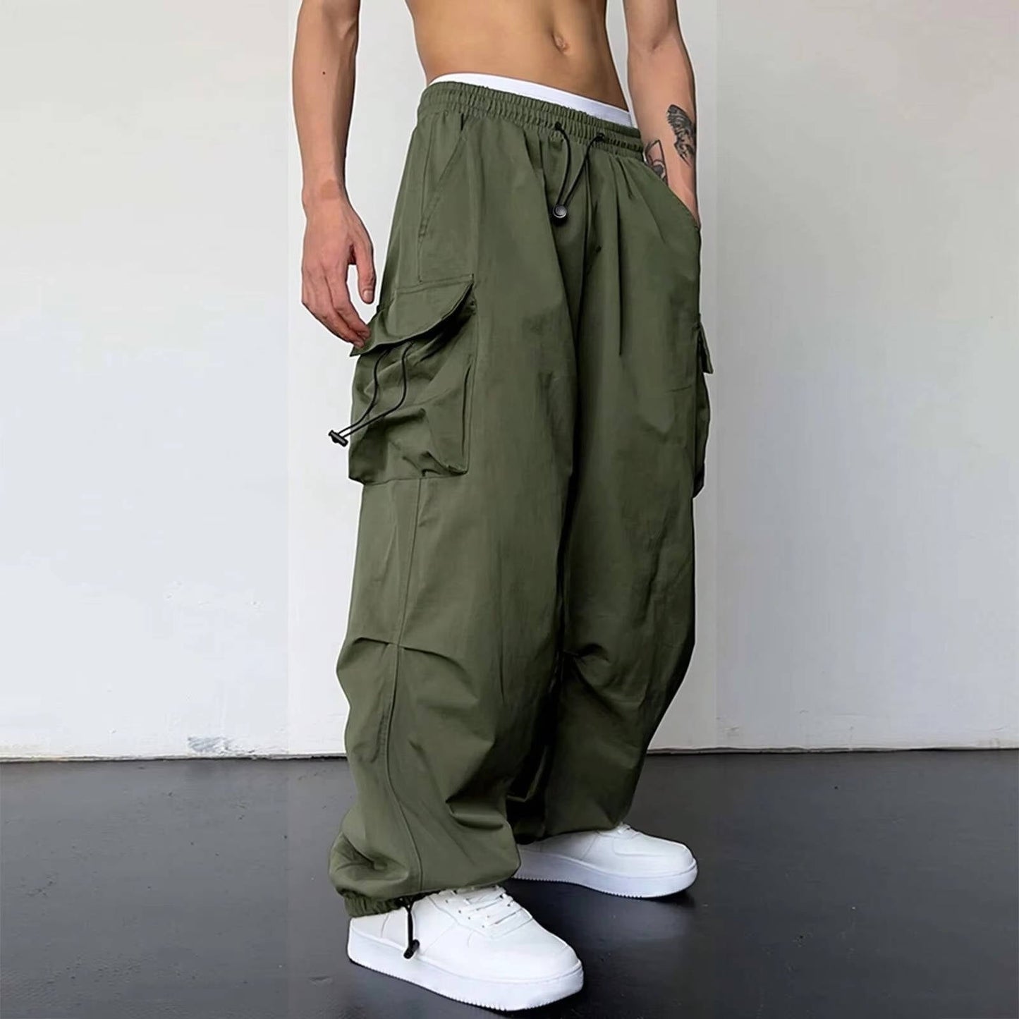 Men's Baggy Cargo Pants with Adjustable Waist