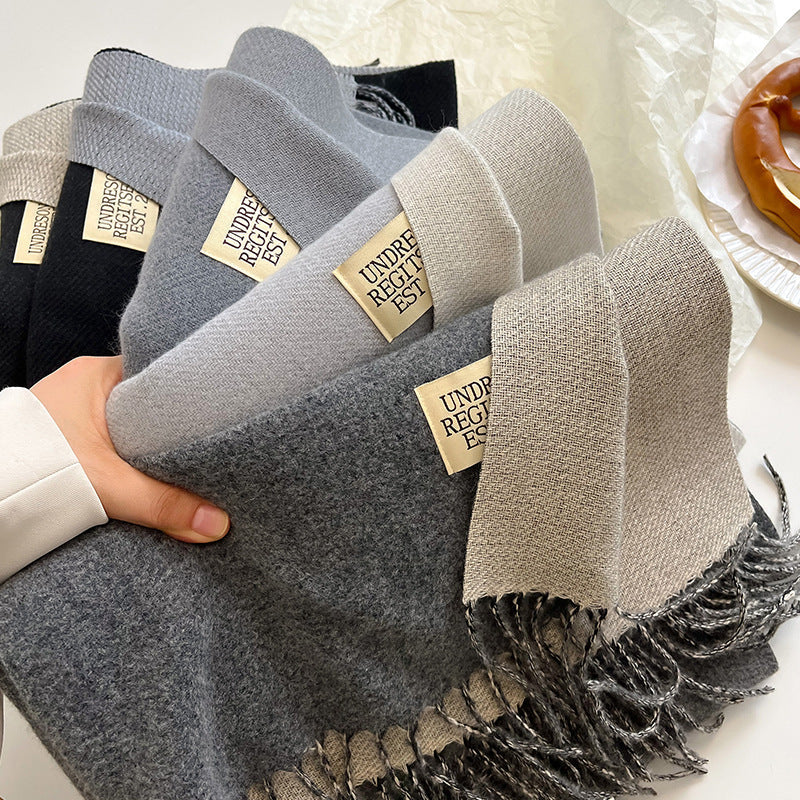 Cashmere Scarf For Women Reversible Fringed Warm Winter Wrap