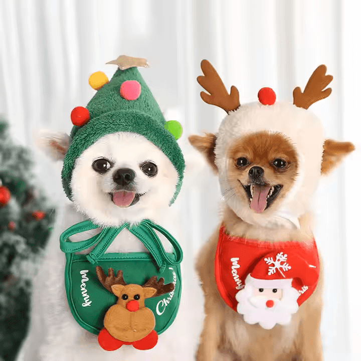 Christmas Tree Pom-Pom Hat Cute Knit Winter Beanie For Pets
