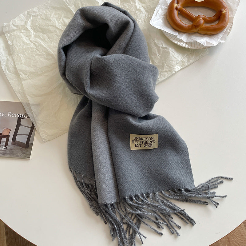 Cashmere Scarf For Women Reversible Fringed Warm Winter Wrap