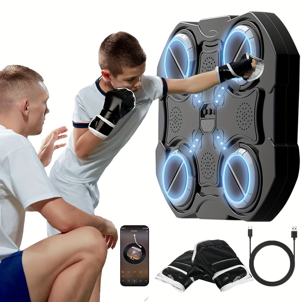 Wall-Mounted Electronic Boxing Trainer With Gloves, Music, Modes And Speed Programs