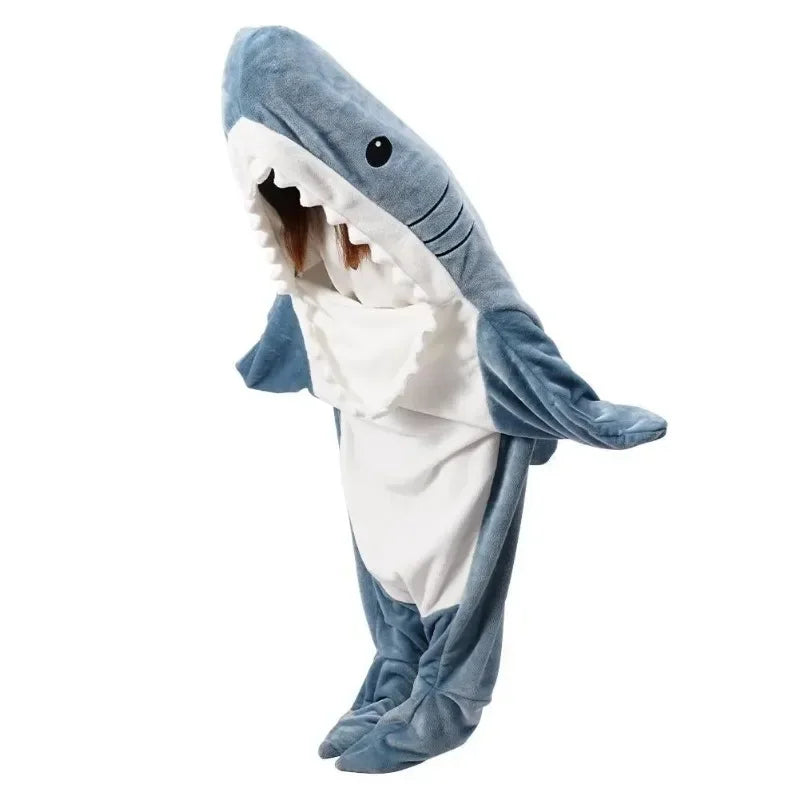 Hooded Blanket With Soft Flannel Shark Design For Kids And Adults