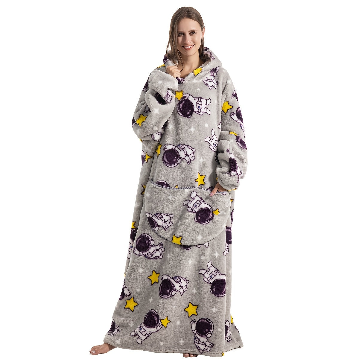 Wearable Blanket Hoodie Oversized Plush Fleece Panda Sweatshirt With Pocket