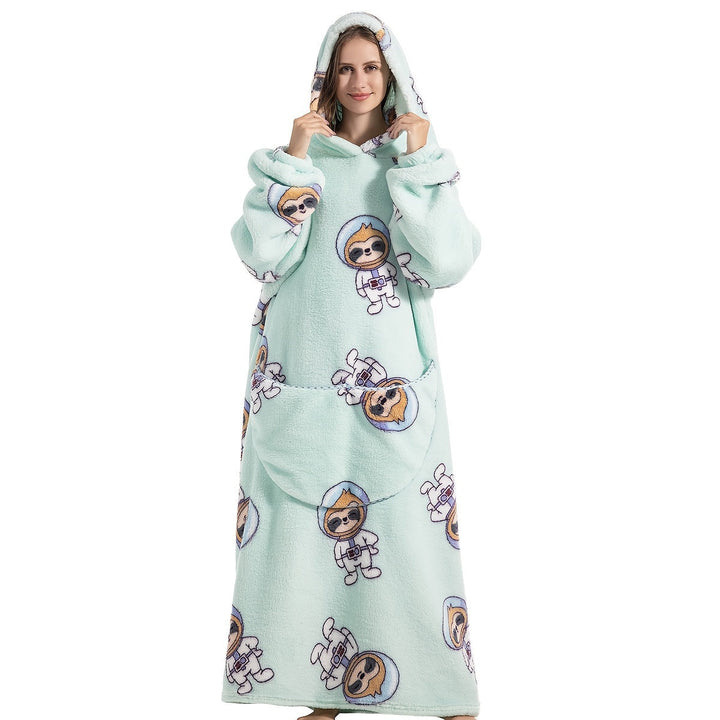 Wearable Blanket Hoodie Oversized Plush Fleece Panda Sweatshirt With Pocket