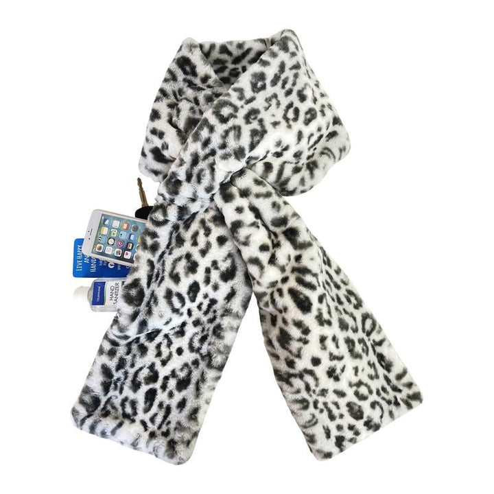 Faux Fur Pull-Through Scarf With Hidden Pocket For Winter