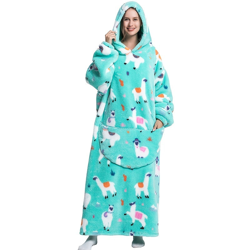 Wearable Blanket Hoodie Oversized Plush Fleece Panda Sweatshirt With Pocket