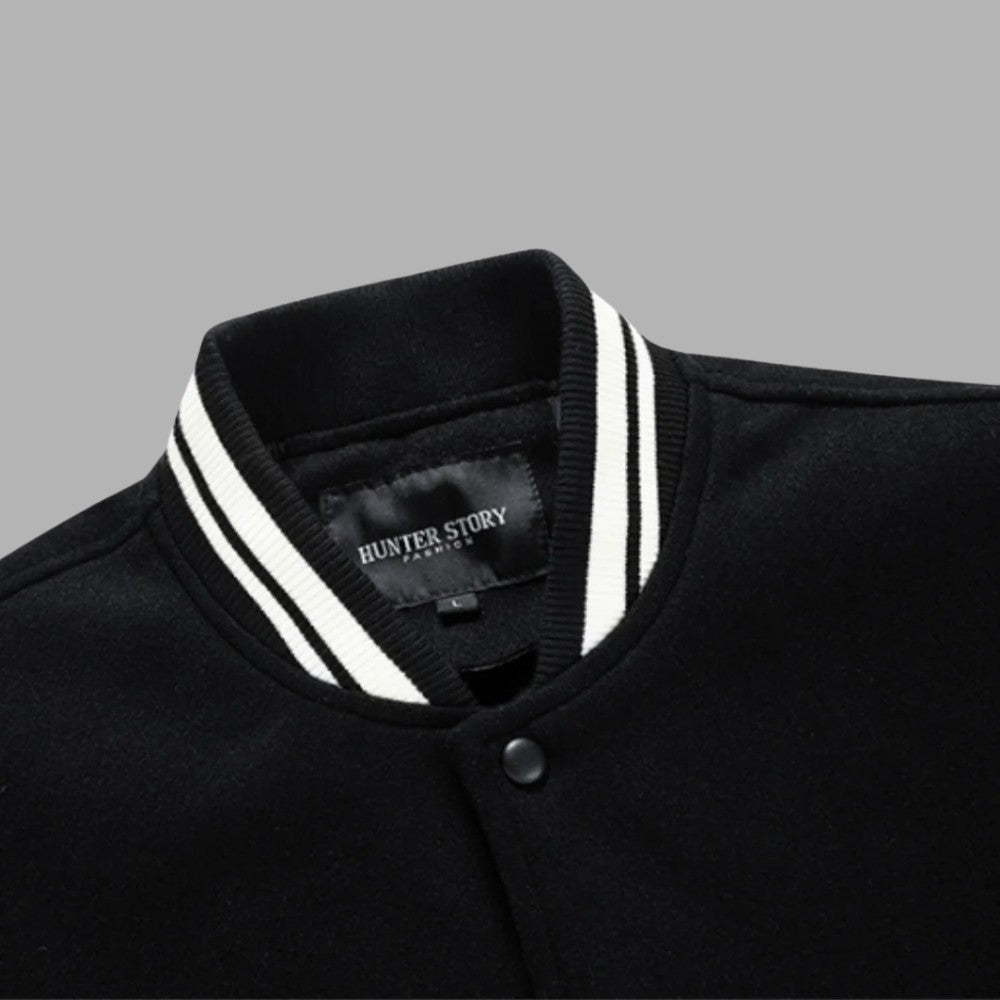Varsity Letterman Jacket Classic Fit Wool Body Leather Sleeves