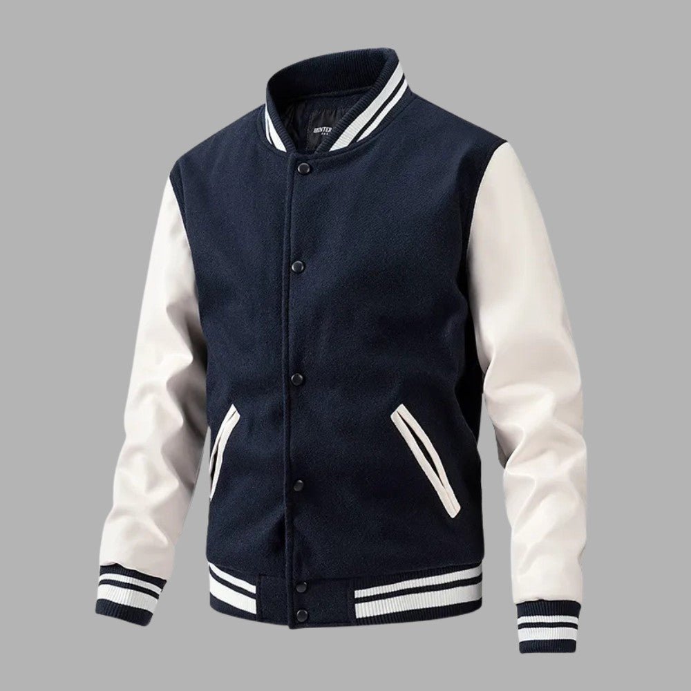 Varsity Letterman Jacket Classic Fit Wool Body Leather Sleeves