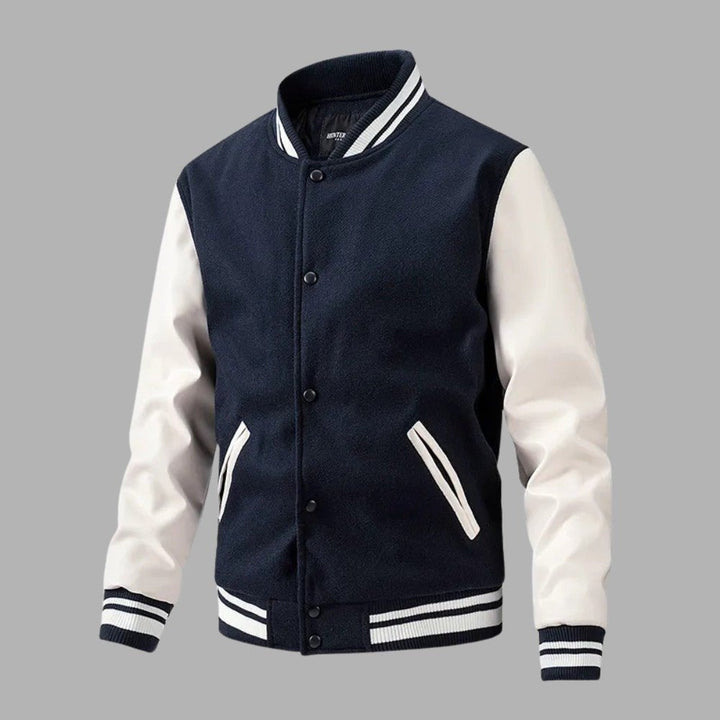 Varsity Letterman Jacket Classic Fit Wool Body Leather Sleeves