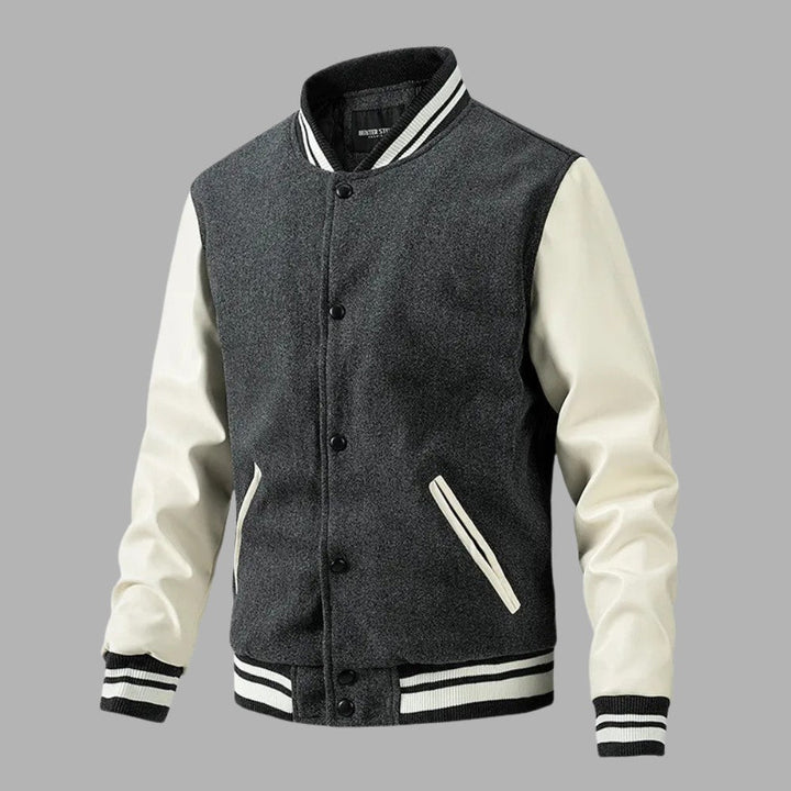 Varsity Letterman Jacket Classic Fit Wool Body Leather Sleeves