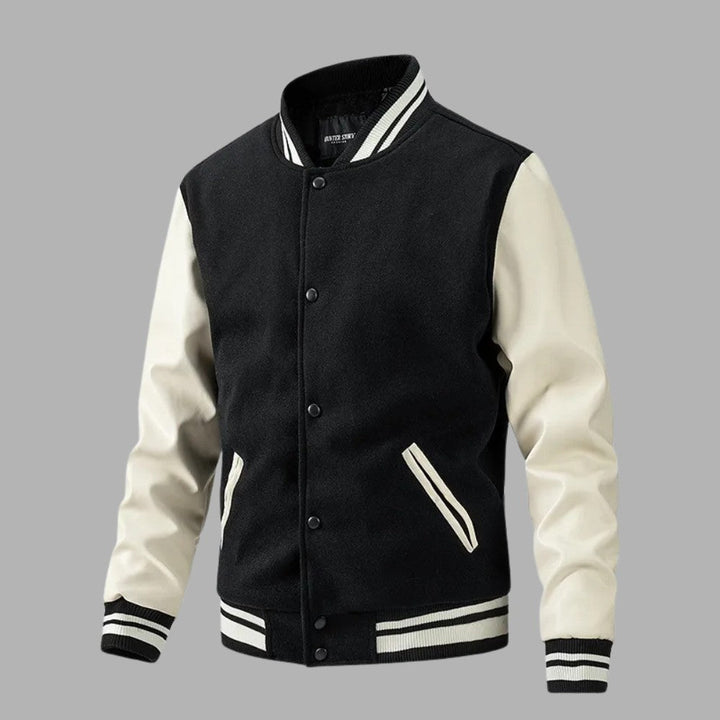 Varsity Letterman Jacket Classic Fit Wool Body Leather Sleeves