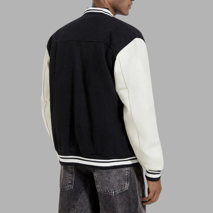 Varsity Letterman Jacket Classic Fit Wool Body Leather Sleeves