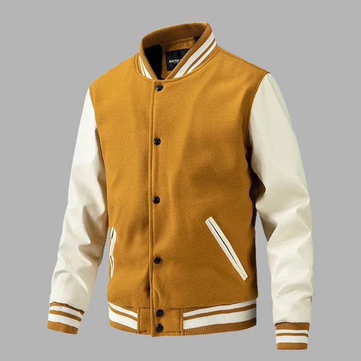 Varsity Letterman Jacket Classic Fit Wool Body Leather Sleeves