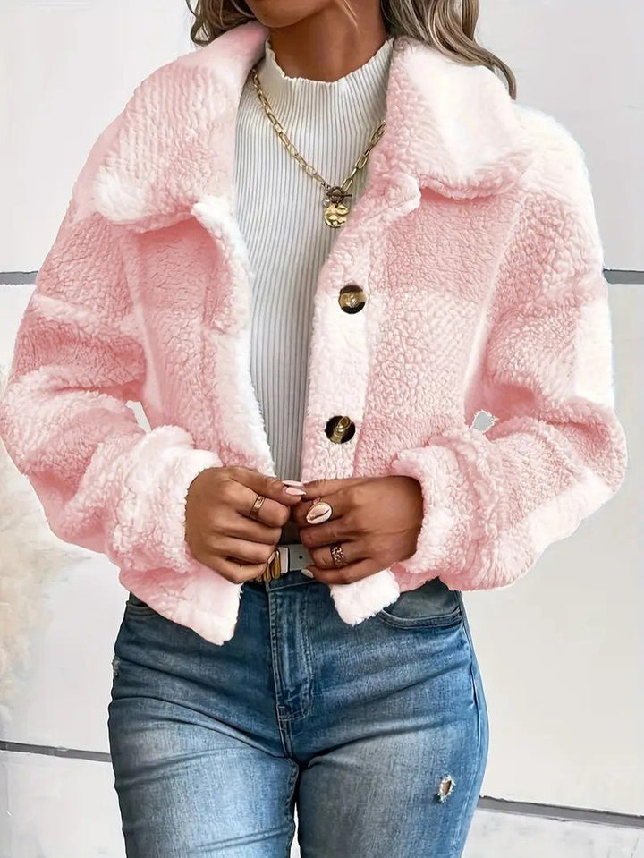 Teddy Jacket Button-Front Plaid Cozy Fleece Lined Oversized