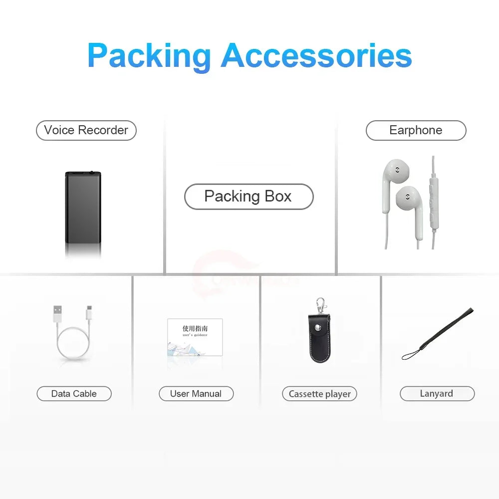 Voice Activated Audio Recorder with Noise Reduction and Magnetic Mount, 8GB Storage
