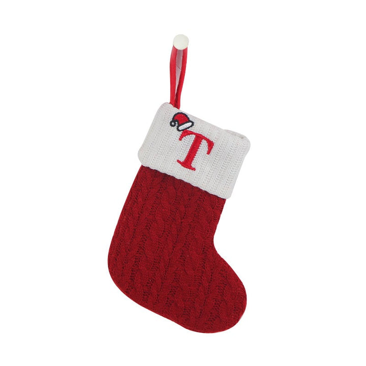 Cozy Knit Socks With Embroidered Candy Gift Bag And Letter Christmas Stocking