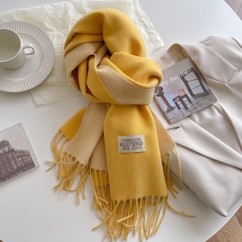 Cashmere Scarf For Women Reversible Fringed Warm Winter Wrap