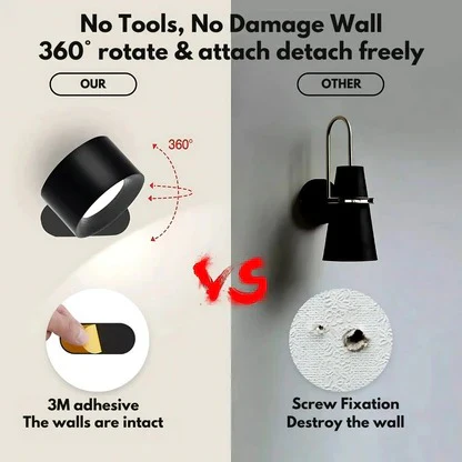 Adhesive Wall Lamp with 360° Rotation and Adjustable Color Temperature