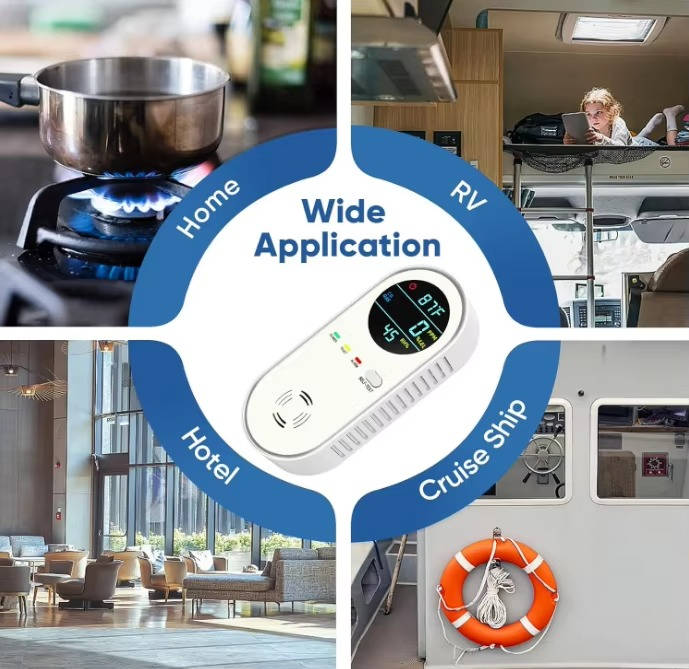 Carbon Monoxide and Gas Detector with Digital Display and Dual Sensors for Home Safety