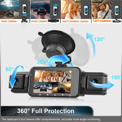 Four Camera Dash Cam with Infrared Night Vision and App Control