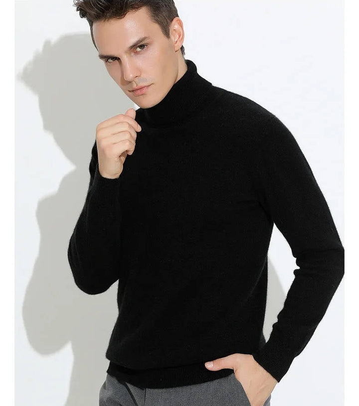 Cashmere Turtleneck Sweater For Men, Classic Long-Sleeve Winter Knit