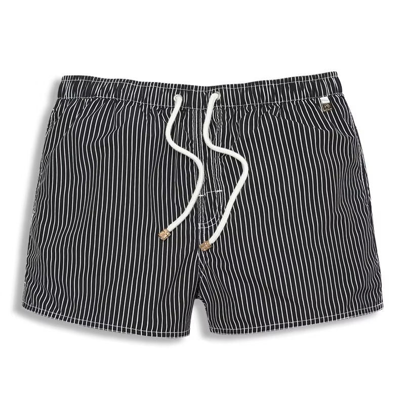Men's Swim Shorts with Striped Pattern and Mesh Liner 3 Pockets