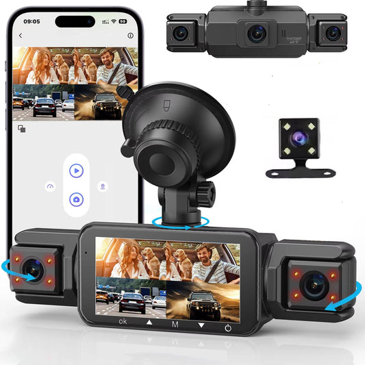 Four Camera Dash Cam with Infrared Night Vision and App Control