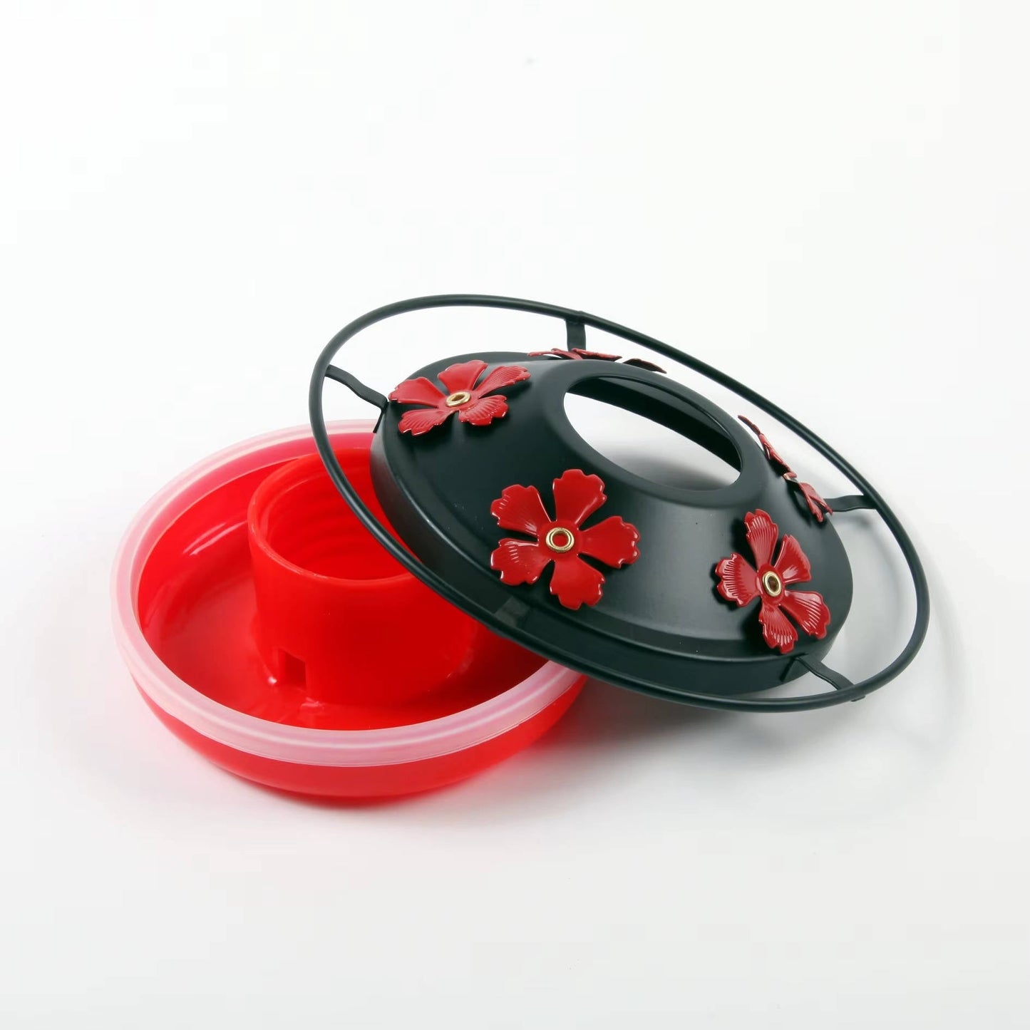 Hummingbird Feeder with Bee Guard Ports and Built-In Ant Moat, 16oz Glass
