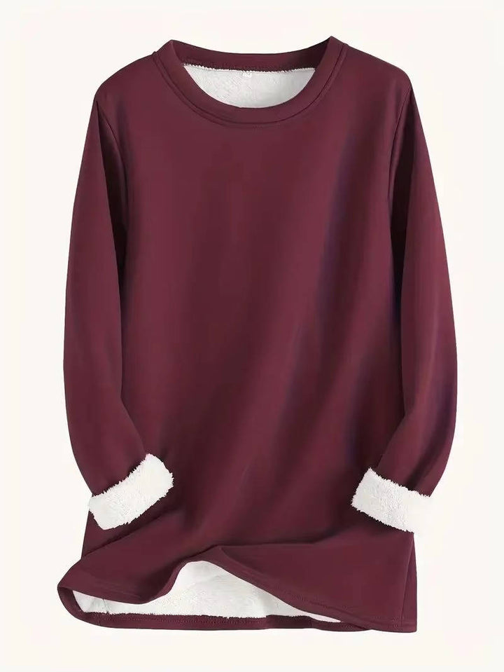 Fleece Lined Sweatsuit Set for Women with Crewneck Top and Drawstring Pants