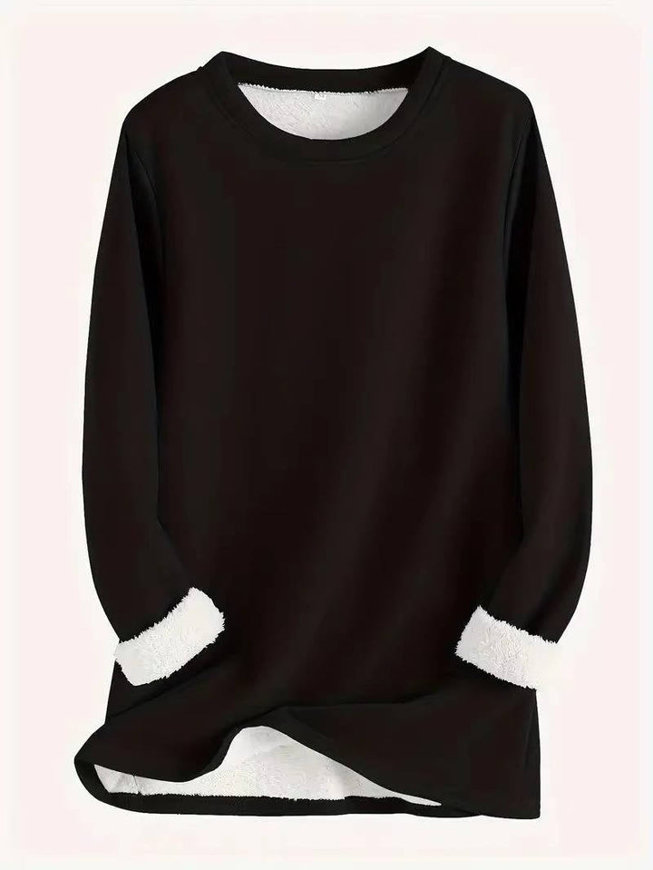 Fleece Lined Sweatsuit Set for Women with Crewneck Top and Drawstring Pants