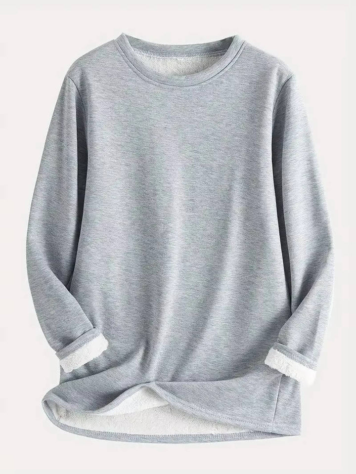 Fleece Lined Sweatsuit Set for Women with Crewneck Top and Drawstring Pants