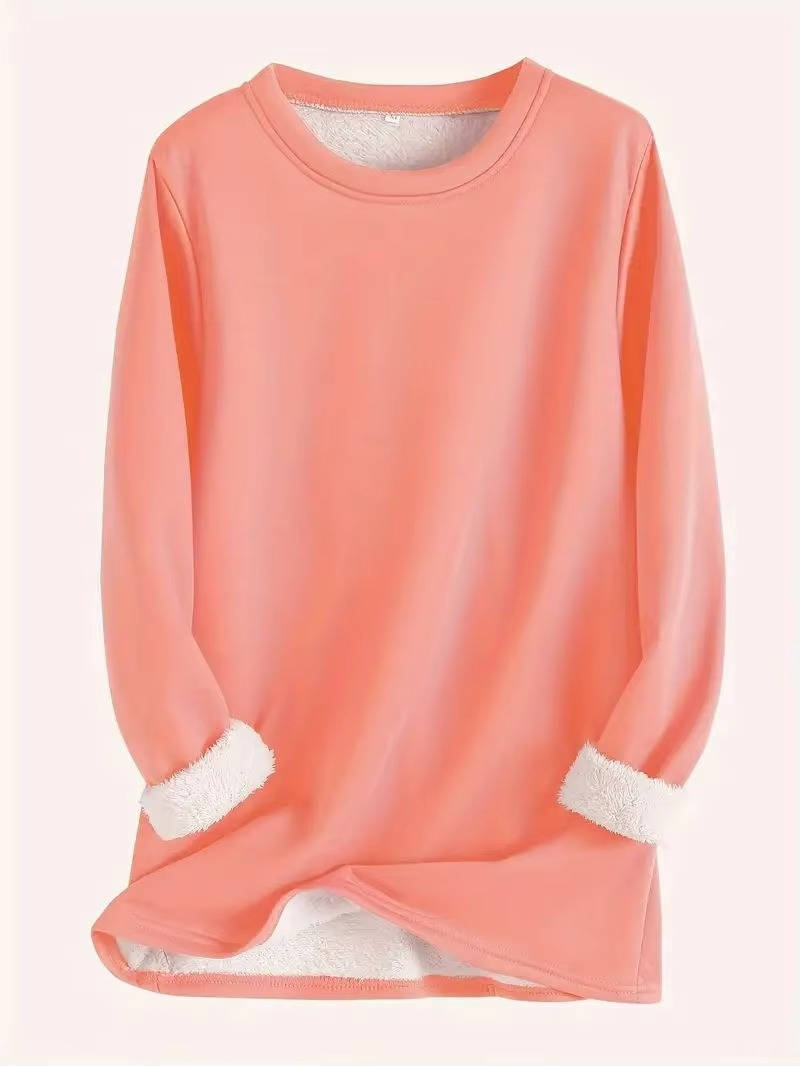 Fleece Lined Sweatsuit Set for Women with Crewneck Top and Drawstring Pants