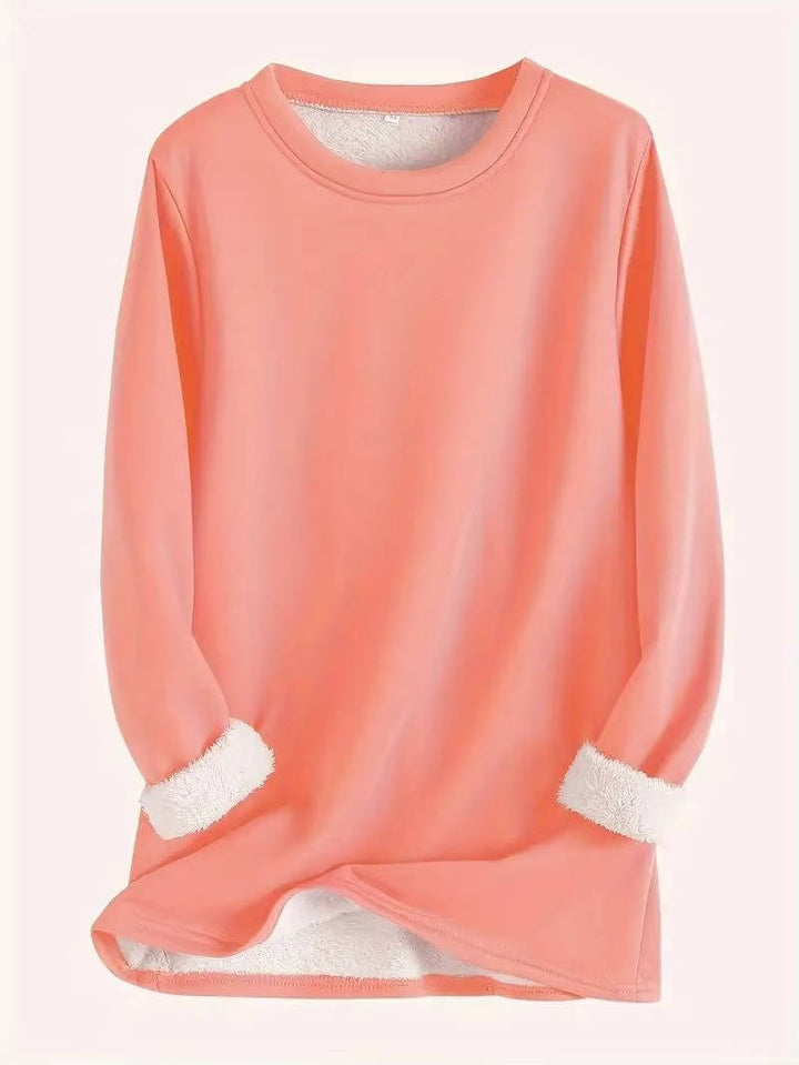Fleece Lined Sweatsuit Set for Women with Crewneck Top and Drawstring Pants