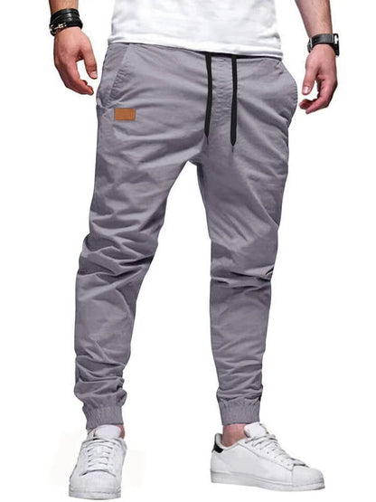Men's Cotton Jogger Pants with Drawstring Waist and Tapered Ankle Cuffs