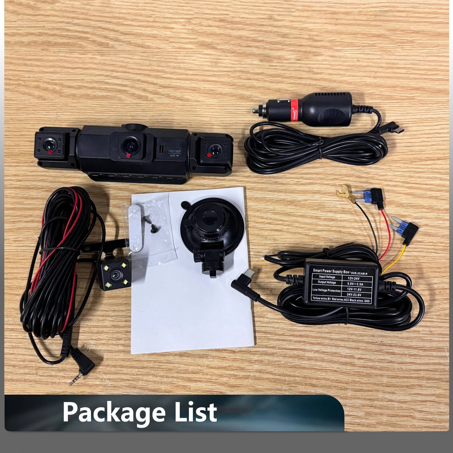 Four Camera Dash Cam with Infrared Night Vision and App Control