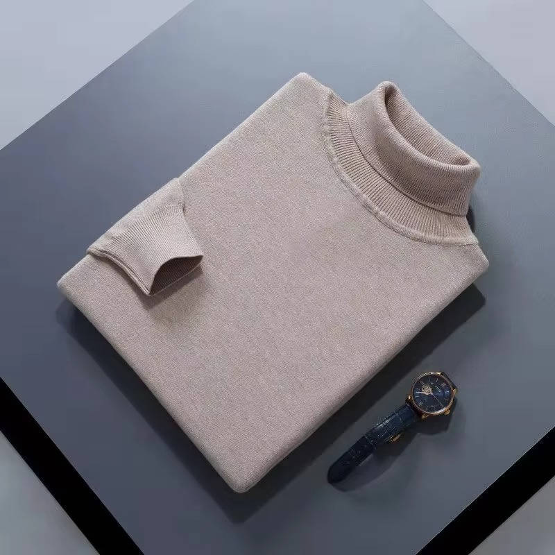 Cashmere Turtleneck Sweater For Men, Classic Long-Sleeve Winter Knit